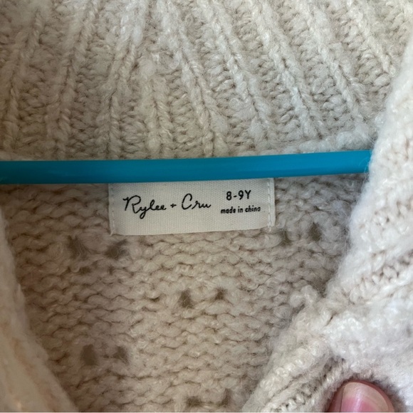 Rylee + Cru Girls Knit Cardigan Sweater 8-9Y Cream Button Front Wool Blend - Picture 5 of 11